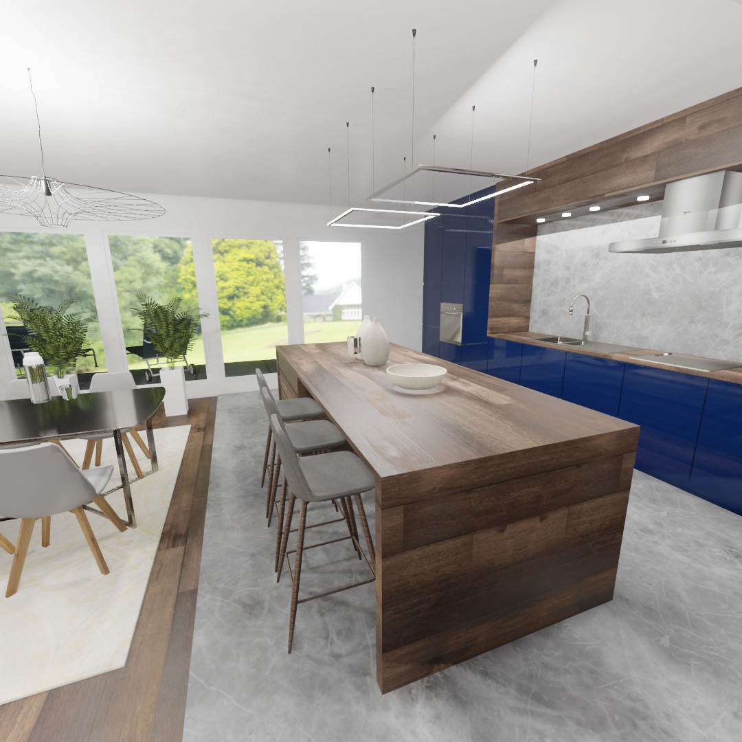 cuisine moderne avec ilot carre B1